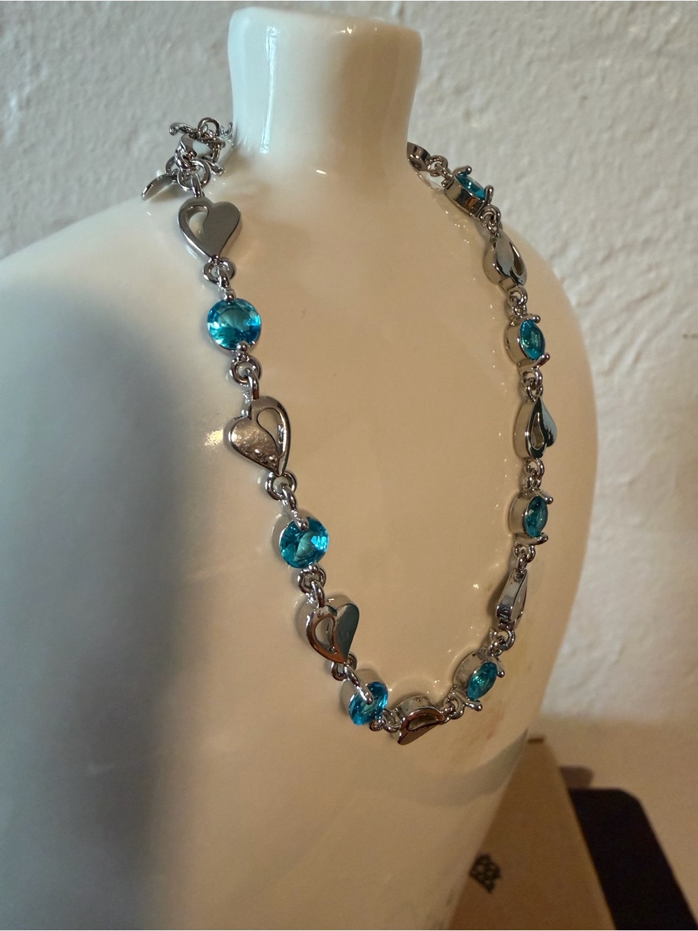 NEW 925 Sterling Silver Heart blue Bracelet - Picture 9 of 11